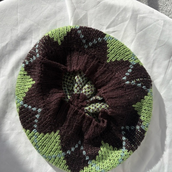 Green and Brown Knit Beret by Something Special - Used - Picture 3 of 10